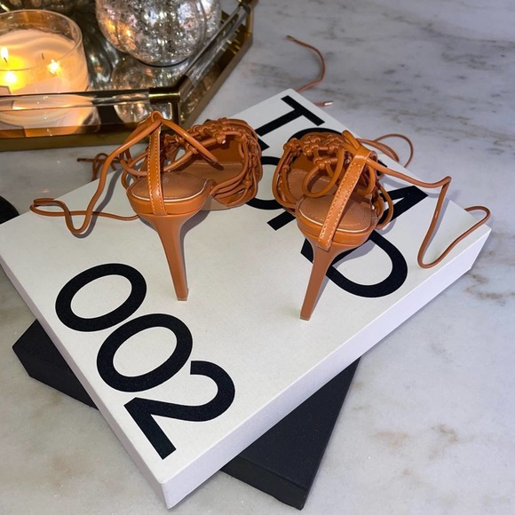 New Fashion Nova Came To Forget Wrap Up Heels in Tan - Picture 14 of 16